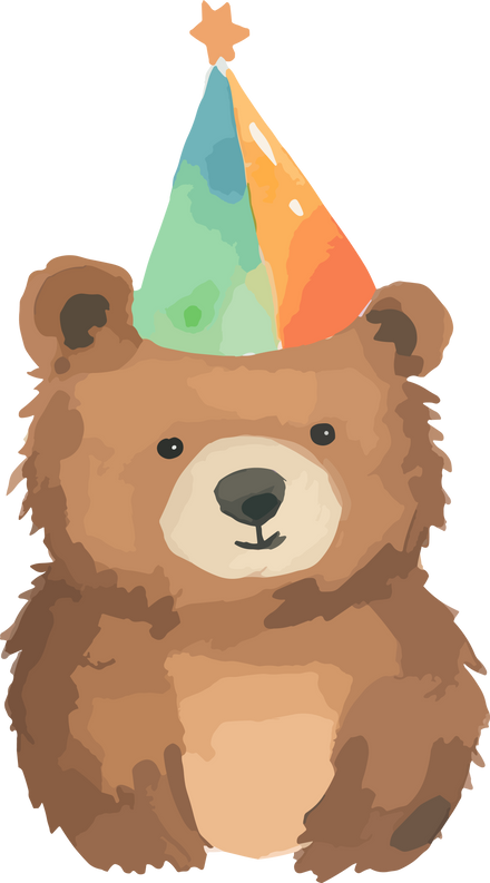 Hand drawn happy birthday teddy bear